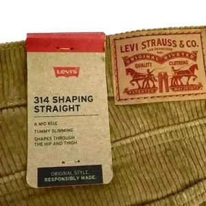 Levi's 314 Women's Size 32 x 30 Tan Mid-Rise Shaping Straight Corduroy Jeans NEW